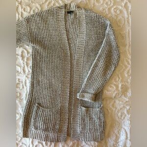 Express 3/4 length grey cardigan, front pockets, size M